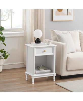 Wooden Nightstand Set of 2 End Table with Storage Drawer and Opening Shelf Sofa Side Table for Bedroom Living Room