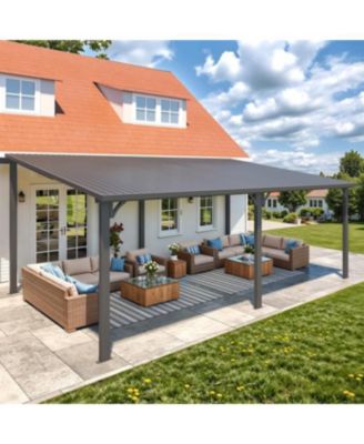 20'X12' Hardtop Gazebo Outdoor Pergola Lean to Metal Pergolas