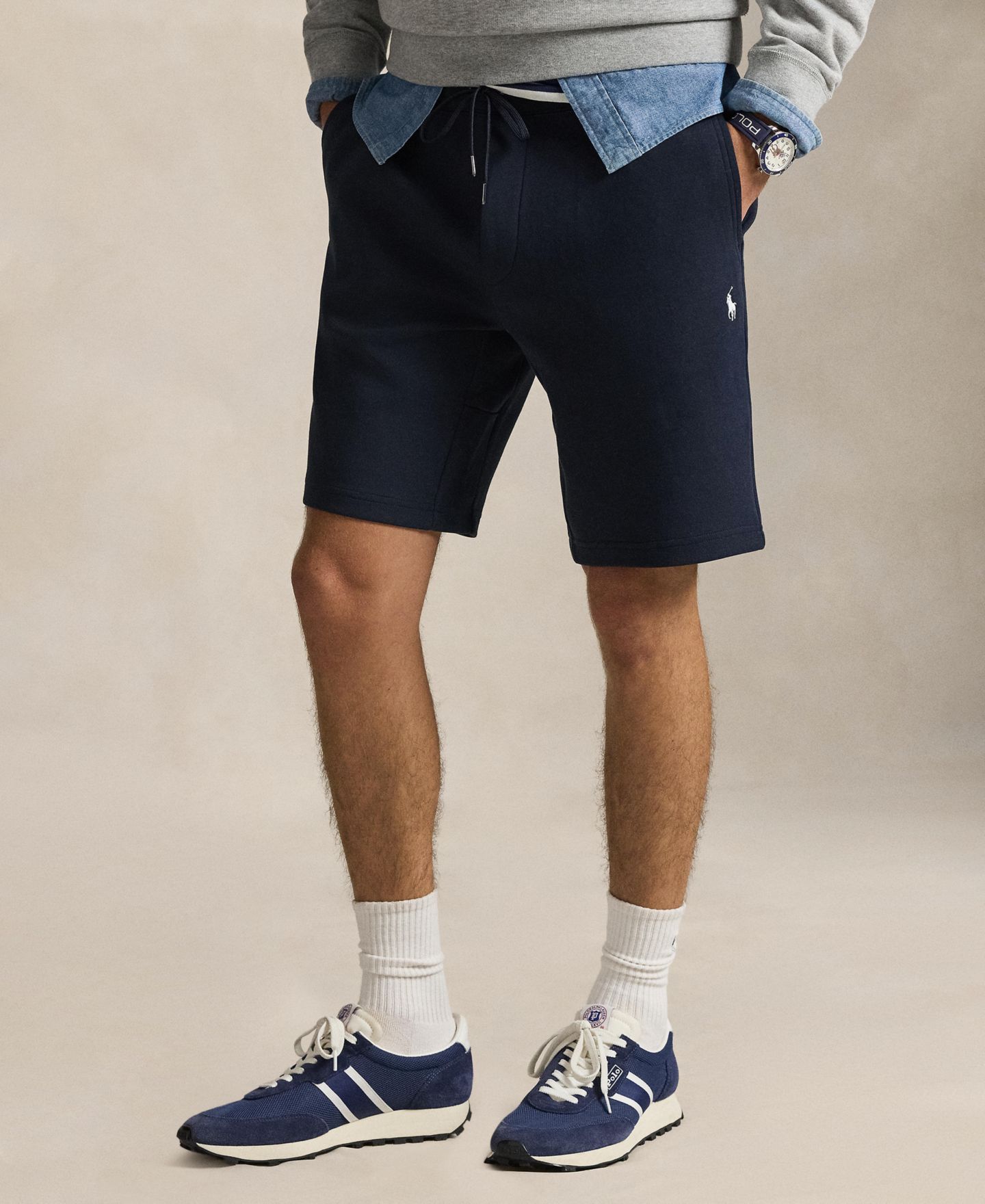 Мужские шорты Polo Ralph Lauren 9-Inch Double-Knit Short, цвет: Тёмно-синий — фото 1
