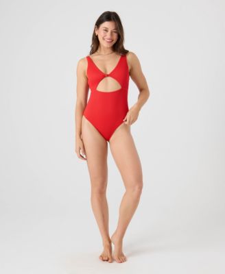 Women's V-Neck Pull-On One-Piece Swimsuit