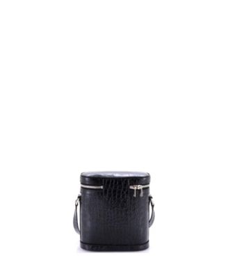 Vertical Zip Messenger Embossed Leather