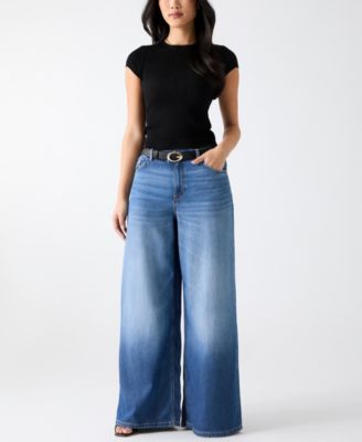 Women's Short-Sleeve Crew Neck Rib Pointelle Mix Kara Sweater