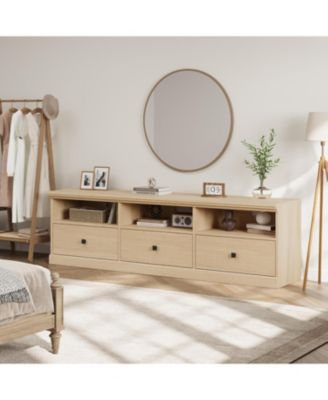 TV Stand for in TV, Entertainment Center with Storage Drawer, Mid-Century Modern TV Console with Open Shelves