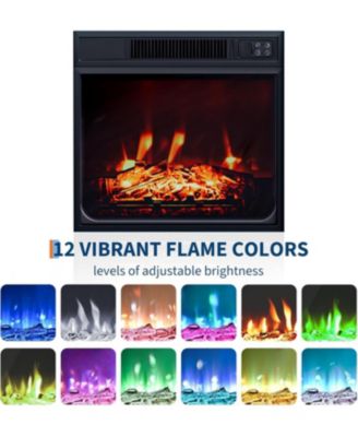 67" Electric Fireplace TV Stand with 18" Slim Built-in Heater, Remote, 12 Flame Colors, Adjustable Storage Cabinets, Wood Finish, Entertainment