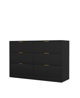 Simply Modern 6 Drawer Dresser Wood for Bedroom Living Room Hallway Entryway