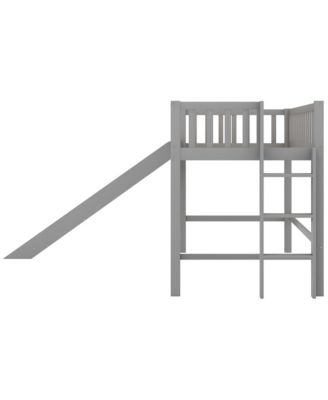 Low Loft Bed With Ladder And Slide Pine Wood MDF Construction