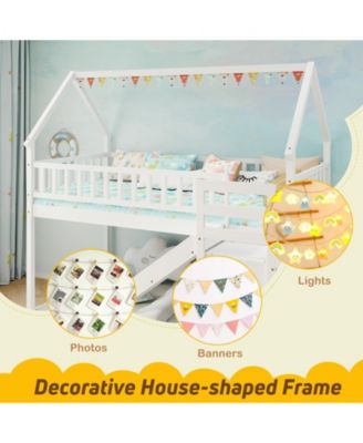 Twin Over Twin Bunk Bed with Slide and Staircase