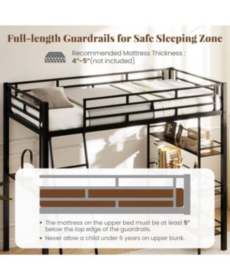 Twin Loft Bed with Desk and Shelves for Kids and Home