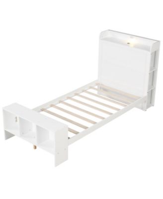 Bed Frame with Storage Headboard USB Ports and LED Lights