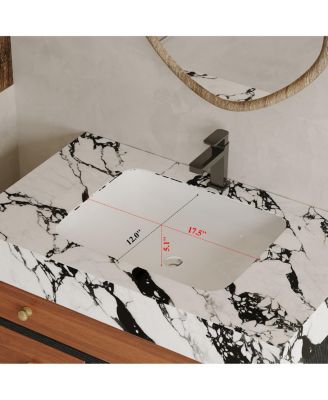 29.9" Freestanding Bathroom Vanity with Stone Gray Sintered Stone Top, Ceramic Sink, Soft Close Drawers & Storage Cabinet