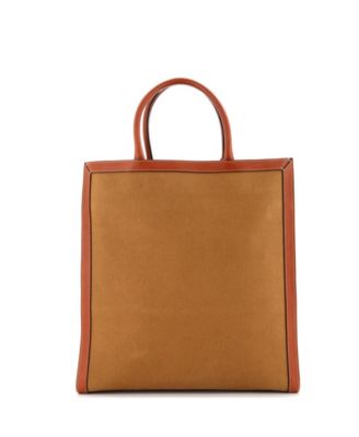 Large Vertical Cabas Tote Canvas with Leather
