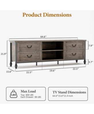  70 Inch Mid-Century Modern TV Stand with Storage, Featuring Metal Roman Columns and Drawer, TV Console Table for Living Room