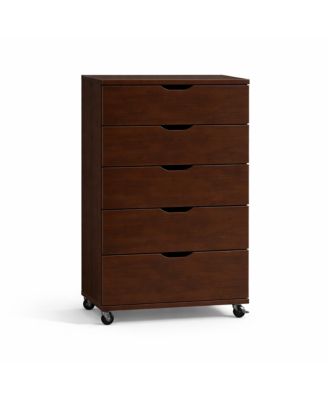 Sturdy 5 Drawer Dresser on Wheels Mobile Storage Cabinet 30.71W 15.75D 44.49H for Bedroom Closet