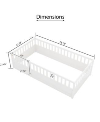 Montessori Wood Floor Bed High Security Barrier Door