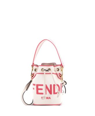 Mini Logo Mon Tresor Bucket Bag Embroidered Canvas