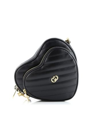 Mini Interlocking G Heart Shoulder Bag Diagonal Quilted Leather