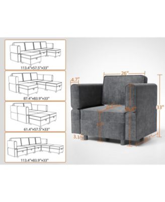 Sectional Sofa, U Shape Sectional Couch, 6 Person Sectional Sofa with Double Chaise Longue for Living Room Furniture