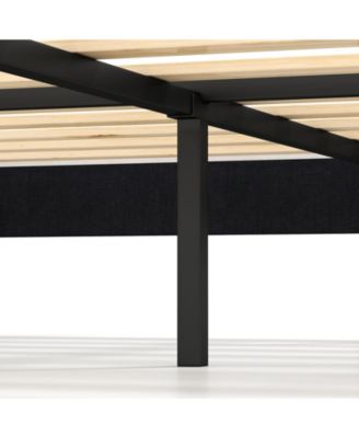 Velvet Upholstered Platform Bed with Adjustable Headboard