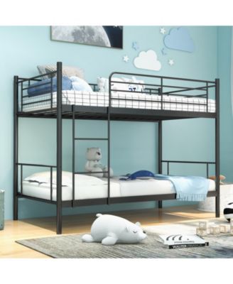 Metal Bunk Bed with Ladder and Full Length Safety Guardrails