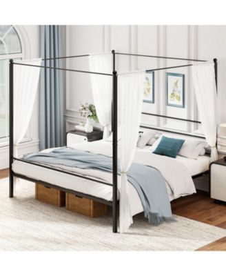 Metal Canopy Bed Frame with Durable Slat Support