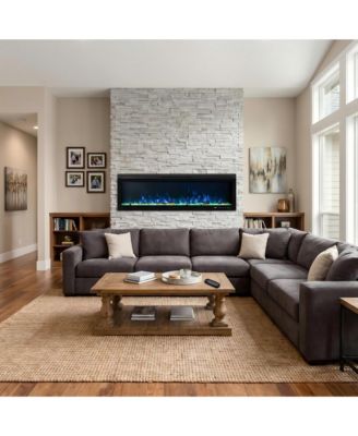 42 Inches Linear Electric Fireplace with Multi-color Flame Effect, Remote Controlled Fireplace