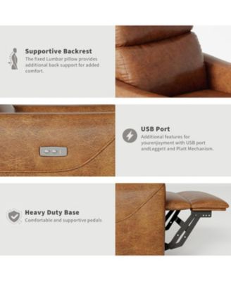 PU Leather Power Swivel Glider Recliner, Electric Nursery Rocker, Lumbar Support, USB Port, Living Room, Bedroom