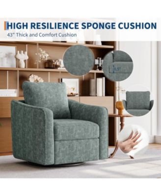 Accent Chair for Living Room, 360° Swivel, Modern Linen Armchair, Comfy Upholstered Seat, Single Sofa