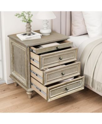 Chic Luxurious Premium Neutral Nightstand with 4 Drawers Bedroom Bedside Storage Table