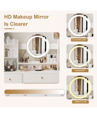 Adjustable Medium Brightness Vanity Table with Basic Standard Mirror Makeup Dressing