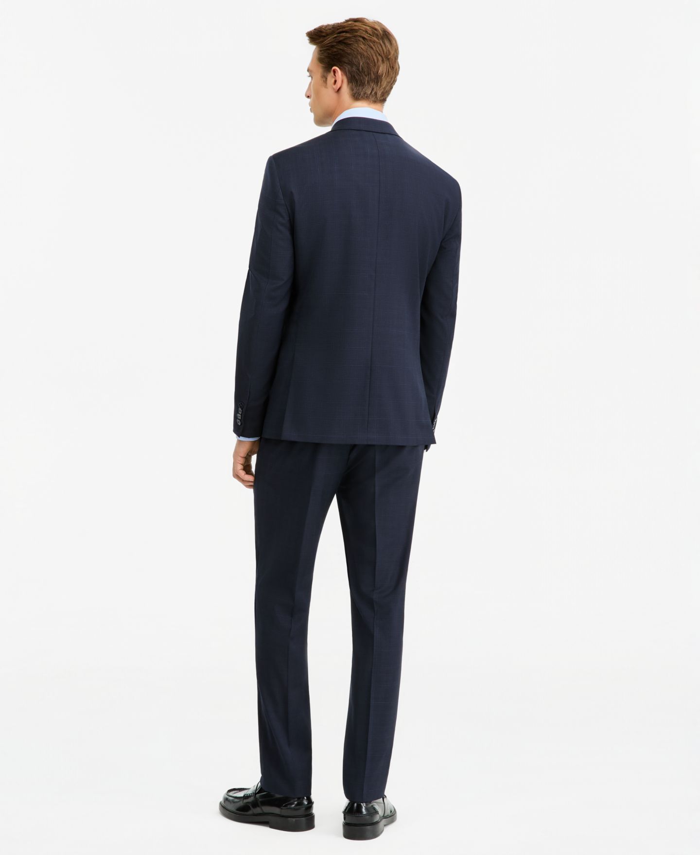 Мужские комплекты Calvin Klein Slim-Fit Wool-Blend Plaid Suit Separates, цвет: Тёмно-синий клетчатый — фото 2
