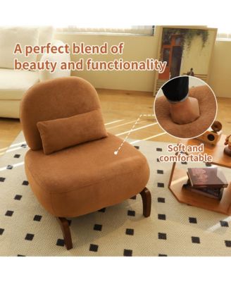 Velvet Accent Chair, Comfy Reading Chair, Cute Living Room Chair with Solid Wood Legs and Soft Cushion for Bedroom, Balcony