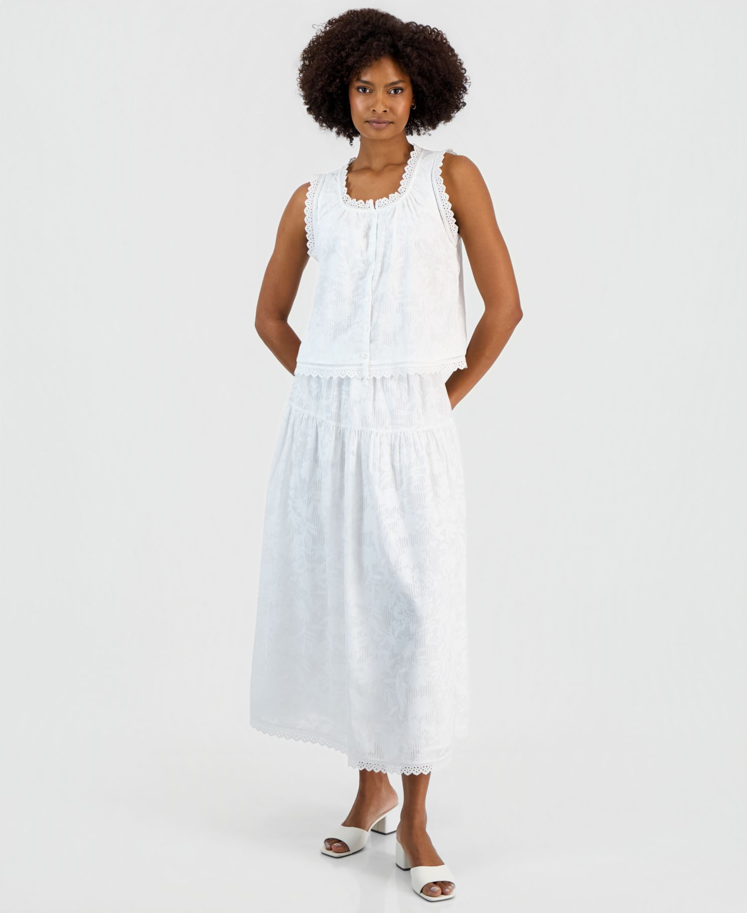 Women's Lace-Trim Cropped Sleeveless Top
