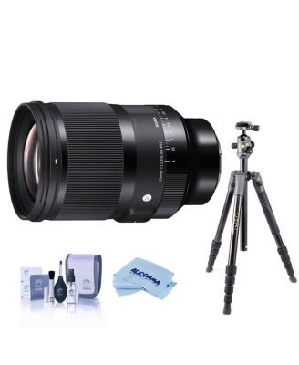 35mm f/1.2 DG DN ART Lens for L Mount, Bundle with Vanguard VEO 3 GO 235AB Al Travel Tripod with T-50 Ball Head, Cleaning Kit, Cloth