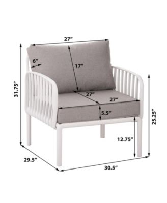 5 Piece Modern Outdoor Patio Sectional Conversation Set with Square Coffee Table Waterproof Thick Cushions