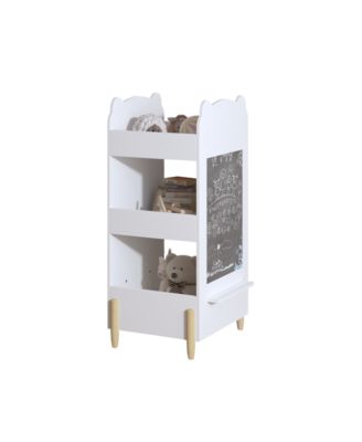 Bear Shaped Wooden Bookcase, Kids Book Display Shelf with Chalkboard Side and 3-Tier Storage for Playroom, Bedroom, Kindergarten