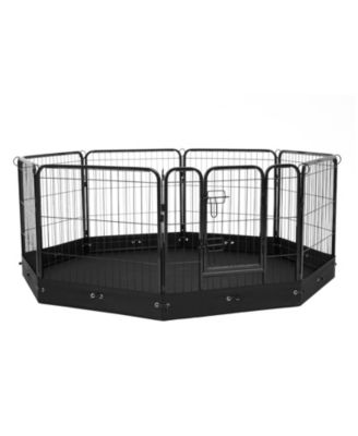 8-Panel 24" Foldable Metal Dog Playpen with Door, Bottom Pad and Storage Bag for Indoor Outdoor Use