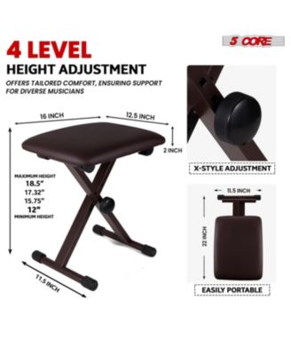 Keyboard Stand Piano Bench Combo Adjustable Key Board Stands 2" Padded Musician Chair Set