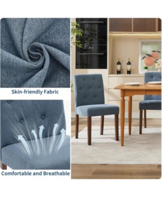 Parsons Button Tufted Dining Chairs Set of 4, Upholstered Fabric Chairs with Wood Legs