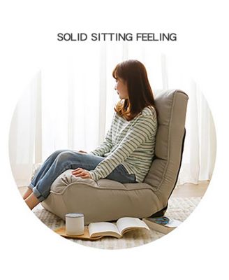 Single Sofa Reclining Chair, Folding Lounge Chair with 3-Stage Adjustable Backrest, Tatami Reading Chair for Living Room
