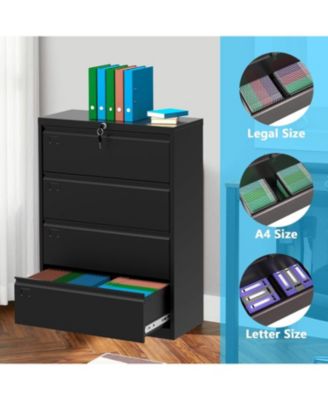 4 Drawer Lateral File Cabinet with Lock, 52"H Metal Filing Cabinet for Home Office & Business Use Legal, A4, F4 Files, 320 LB Weight