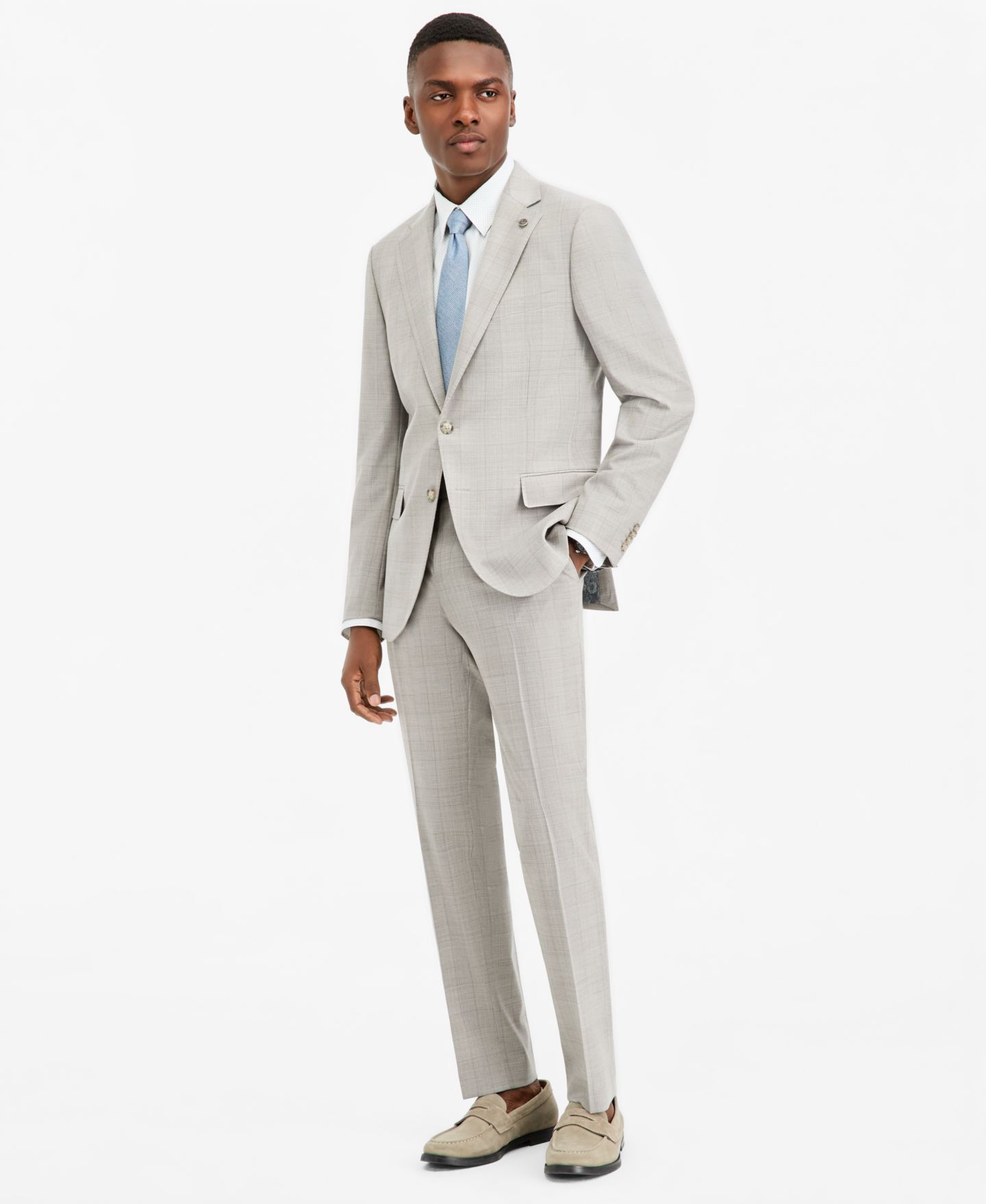 Мужские комплекты Ted Baker Modern-Fit Gray Plaid Suit Separates, цвет: Серебряный / Серый — фото 1