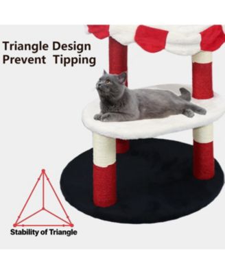 Multi-Level Cat Tree with Removable Perch & Scratching Posts – Includes Hanging Toy,Red