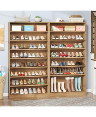 Tall Shoe Cabinet, 9 Tiers 40-45 Pairs Wood Freestanding Shoe Storage Cabinet