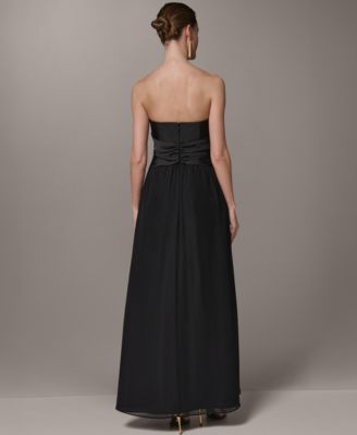 Women's Strapless Chiffon Fit & Flare Gown Dress with Front-Twist