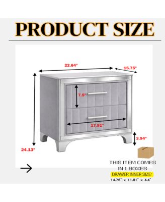 Luxurious Contemporary Nightstand with Storage Space Glass Top Bedroom Storage Furniture