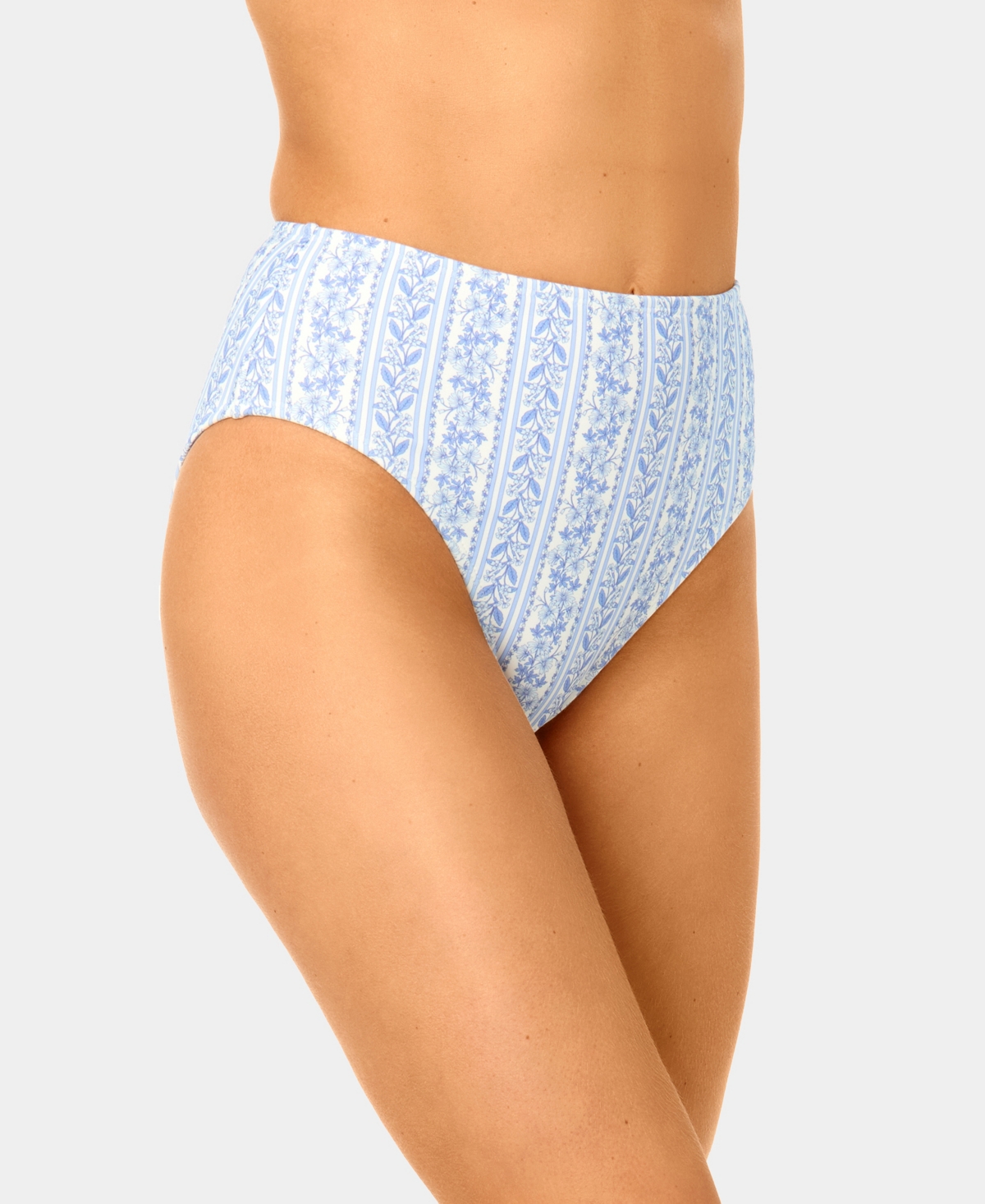 California Waves Women's Toile Stripe High-Waist Swim Bottoms