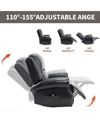 Recliner Chair with Heat Massage Manual Rocker and Swivel in Fabric