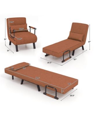 Folding 6 Position Convertible Sleeper Bed Armchair Lounge Couch with Pillow