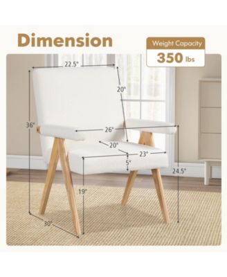 Mid Century Modern Accent Chair with Rubber Wood Frame and Padded Armrests