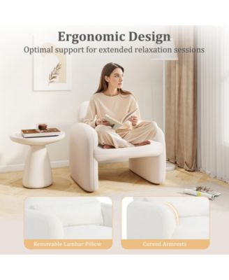 Modern Accent Chair with Waist Pillow and Armrests for Living Room Bedroom